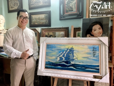 Tác phẩm độc bản - TRANH CÁT THUẬN BUỒM XUÔI GIÓ - Quà tặng đối tác cuối năm