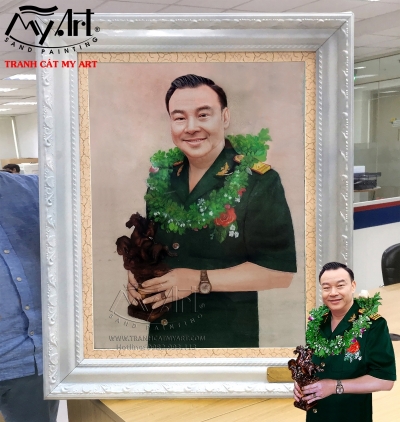 Tranh Cát Chân Dung: ĐẠI TÁ PHÙNG DANH THẮM - Chủ tịch kiêm TGĐ Tổng Cty Thái Sơn thuộc Bộ Quốc Phòng
